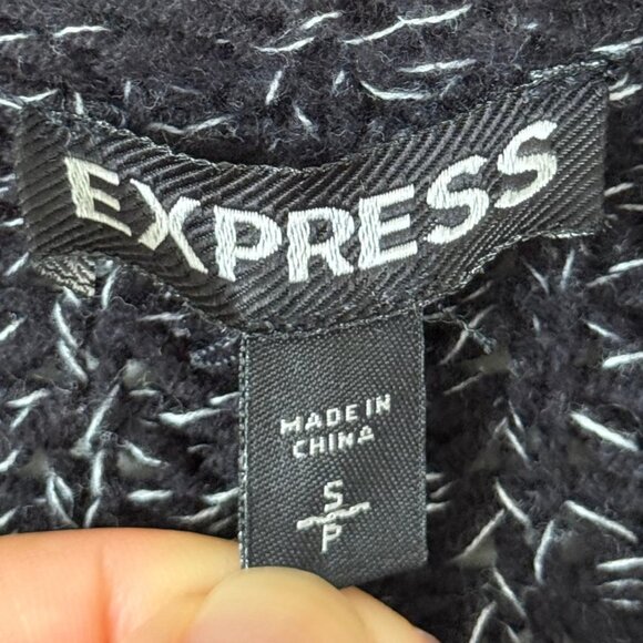 EXPRESS Sweater Knit Black/White Open Cardigan Sweater - Small - Picture 3 of 4